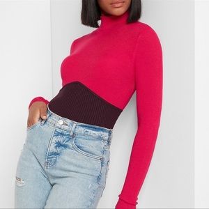 NWT Express Fitted Color Block Turtleneck Sweater
